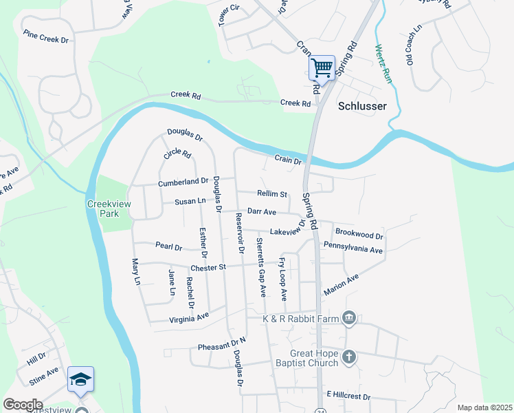 map of restaurants, bars, coffee shops, grocery stores, and more near 131 Darr Avenue in Carlisle