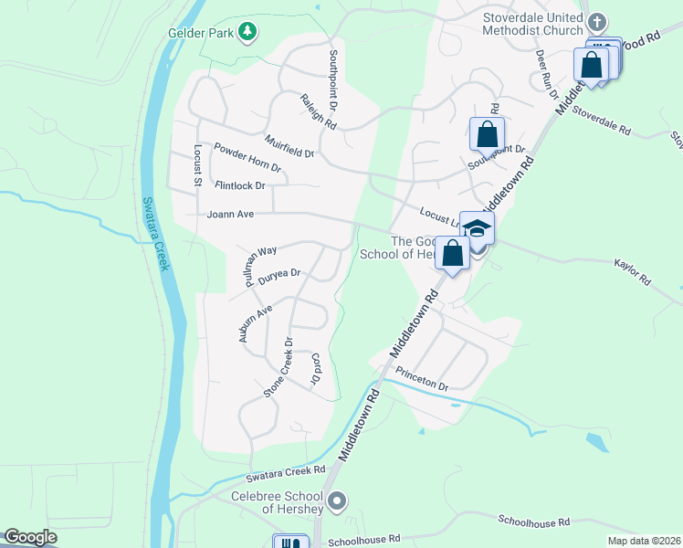 map of restaurants, bars, coffee shops, grocery stores, and more near 2208 Pullman Way in Hummelstown