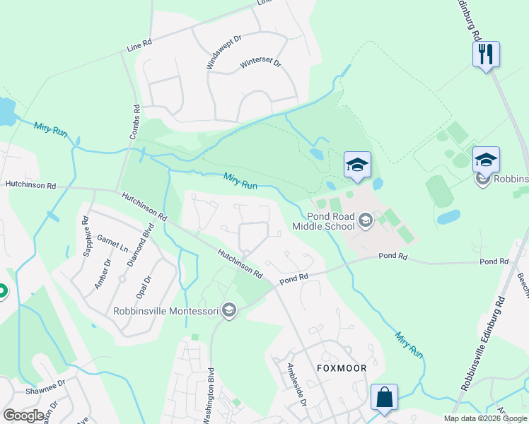 map of restaurants, bars, coffee shops, grocery stores, and more near 118 Andover Place in Robbinsville Township