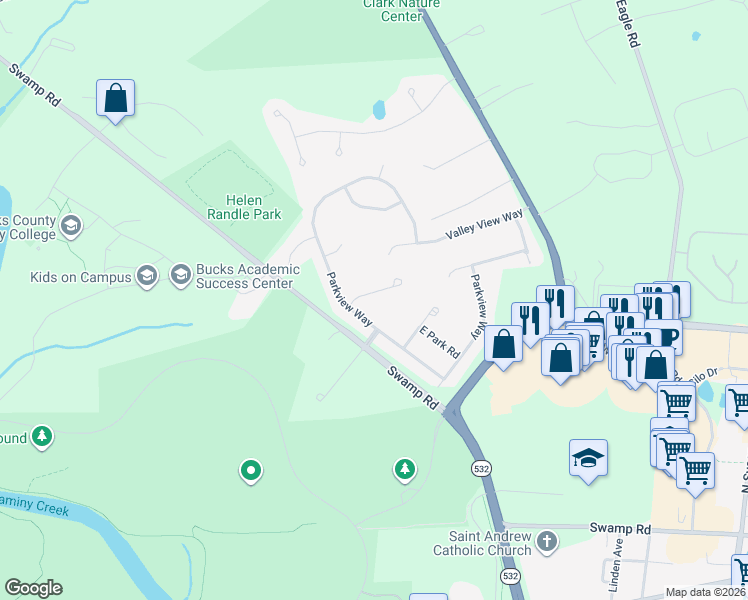 map of restaurants, bars, coffee shops, grocery stores, and more near 39 Hunters Way in Newtown