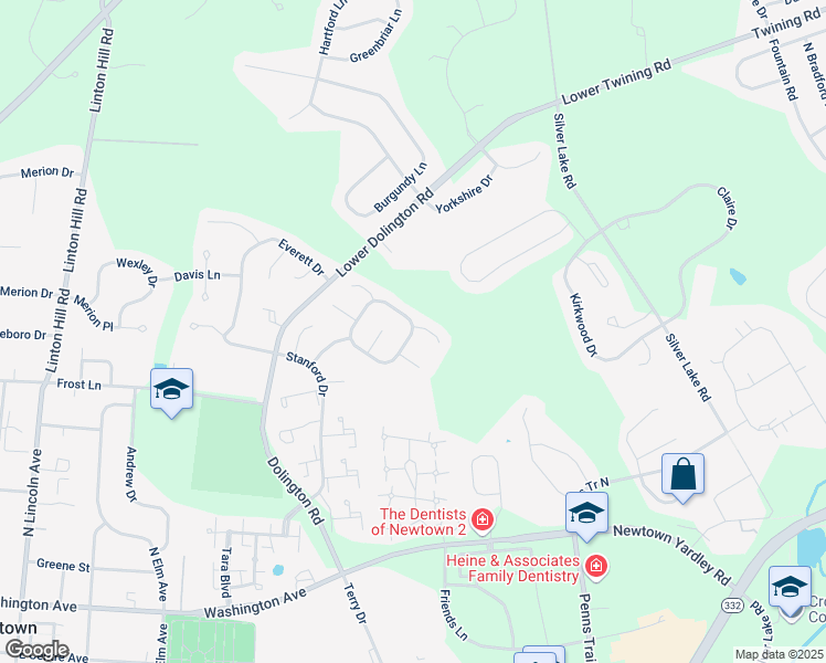 map of restaurants, bars, coffee shops, grocery stores, and more near 2 Carmel Place in Newtown