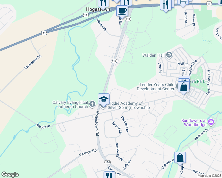 map of restaurants, bars, coffee shops, grocery stores, and more near 31 Springdale Way in Mechanicsburg