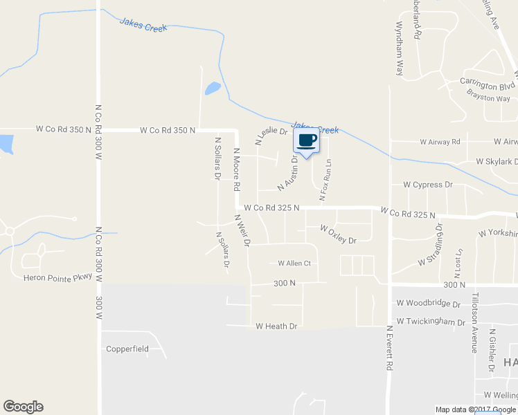 map of restaurants, bars, coffee shops, grocery stores, and more near 3898 West Co Road 325 North in Muncie