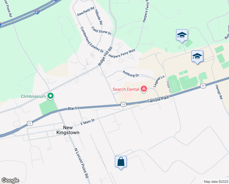 map of restaurants, bars, coffee shops, grocery stores, and more near 16 Cumberland Drive in Mechanicsburg