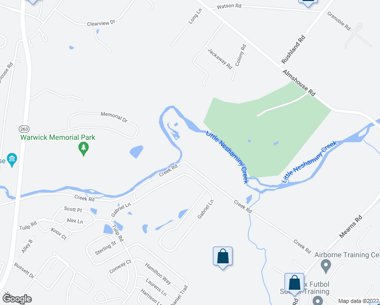 map of restaurants, bars, coffee shops, grocery stores, and more near 871 Creek Road in Warminster