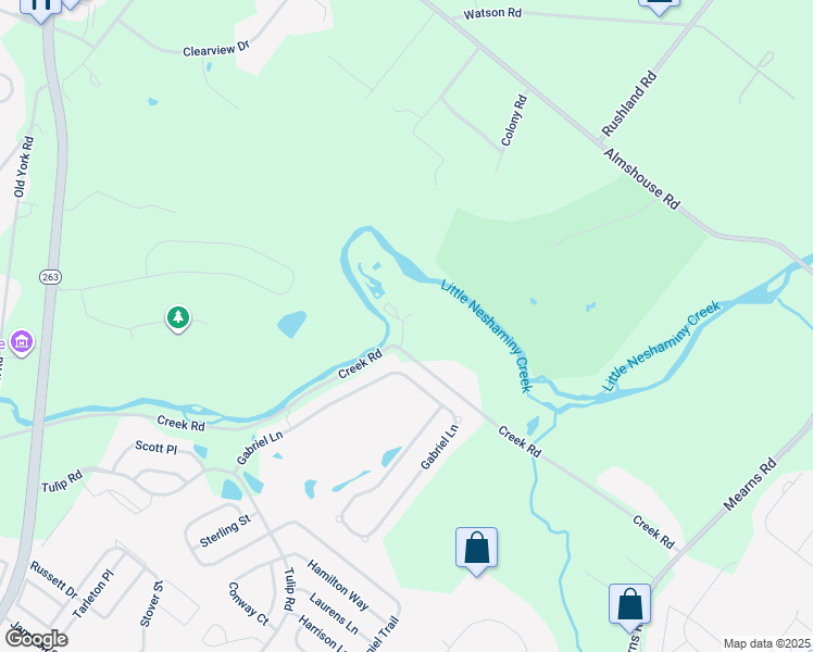 map of restaurants, bars, coffee shops, grocery stores, and more near 871 Creek Road in Warminster