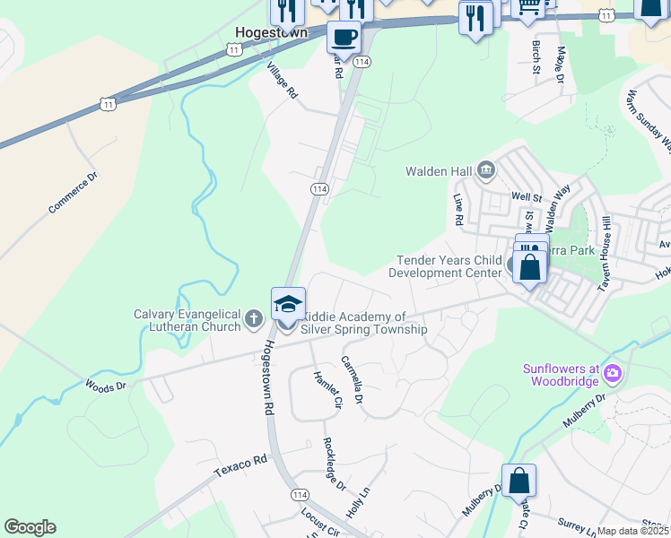 map of restaurants, bars, coffee shops, grocery stores, and more near 37 Springdale Way in Mechanicsburg