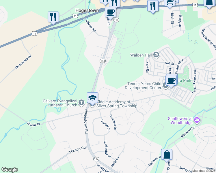 map of restaurants, bars, coffee shops, grocery stores, and more near 37 Springdale Way in Mechanicsburg