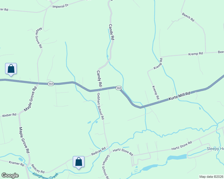 map of restaurants, bars, coffee shops, grocery stores, and more near 780 Kurtz Mill Road in Mohnton