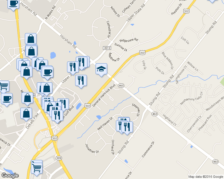 map of restaurants, bars, coffee shops, grocery stores, and more near 101 Devon Court in North Wales