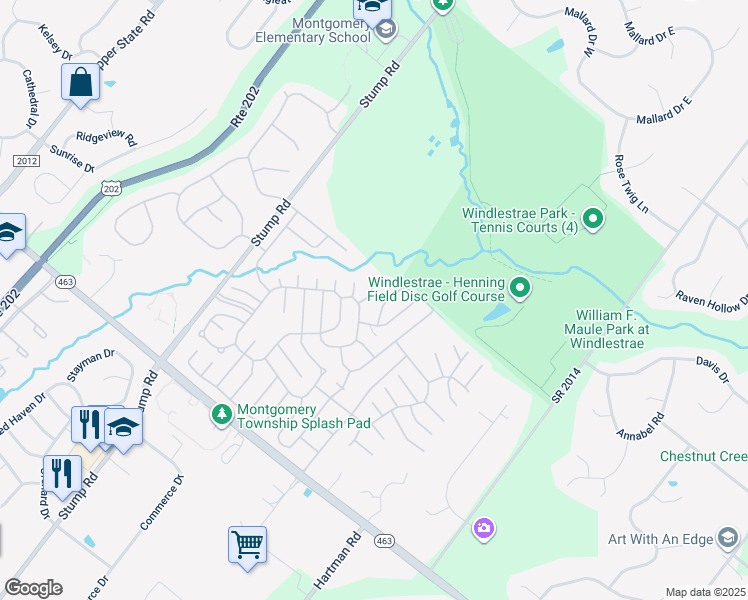 map of restaurants, bars, coffee shops, grocery stores, and more near 399 Clear Creek Court in North Wales