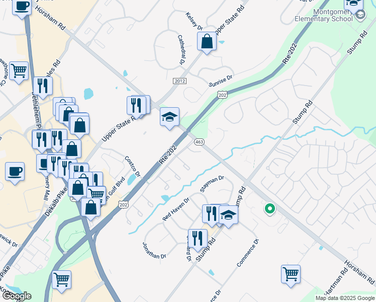 map of restaurants, bars, coffee shops, grocery stores, and more near 101 Devon Court in North Wales