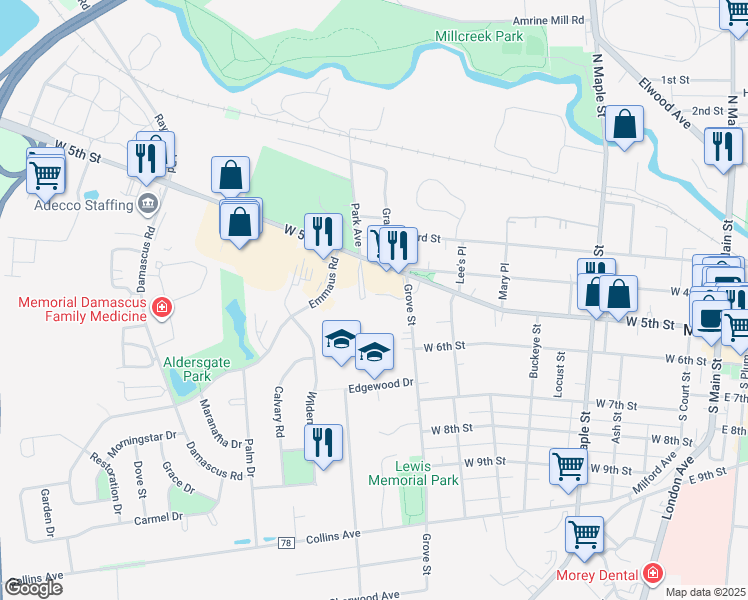 map of restaurants, bars, coffee shops, grocery stores, and more near 35 Grove Court in Marysville