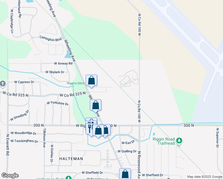 map of restaurants, bars, coffee shops, grocery stores, and more near 2001 West Enterprise Avenue in Muncie