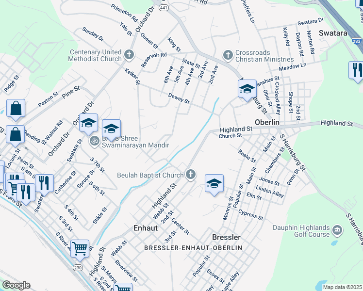 map of restaurants, bars, coffee shops, grocery stores, and more near 815 Roth Street in Steelton
