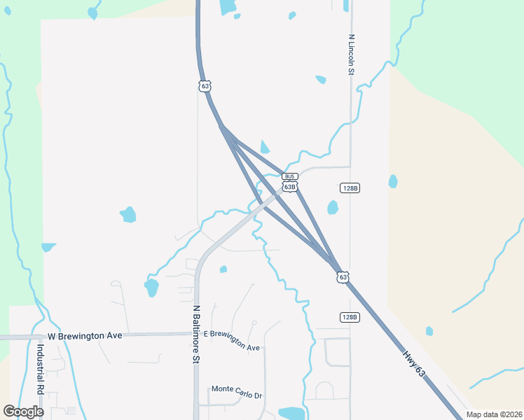 map of restaurants, bars, coffee shops, grocery stores, and more near US Highway 63 in Kirksville