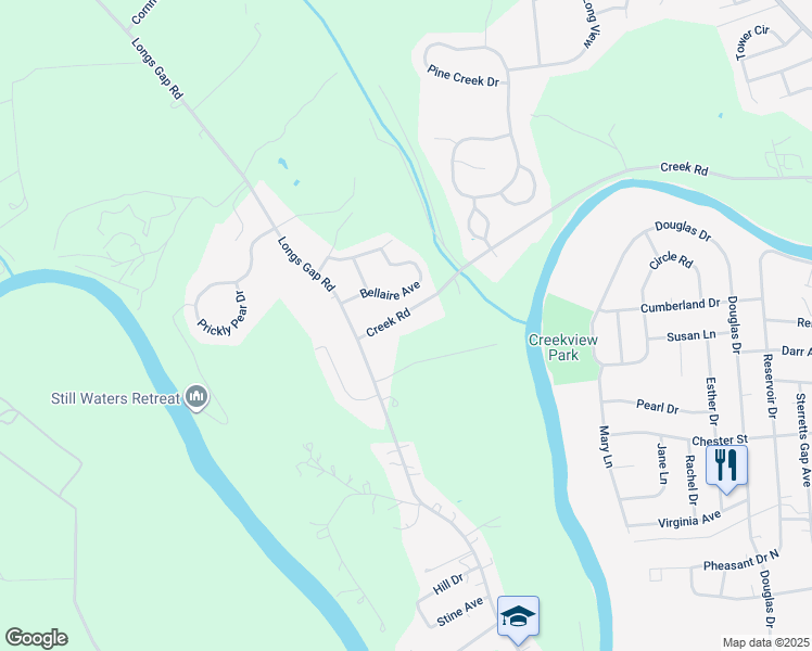 map of restaurants, bars, coffee shops, grocery stores, and more near 627 Creek Road in Carlisle