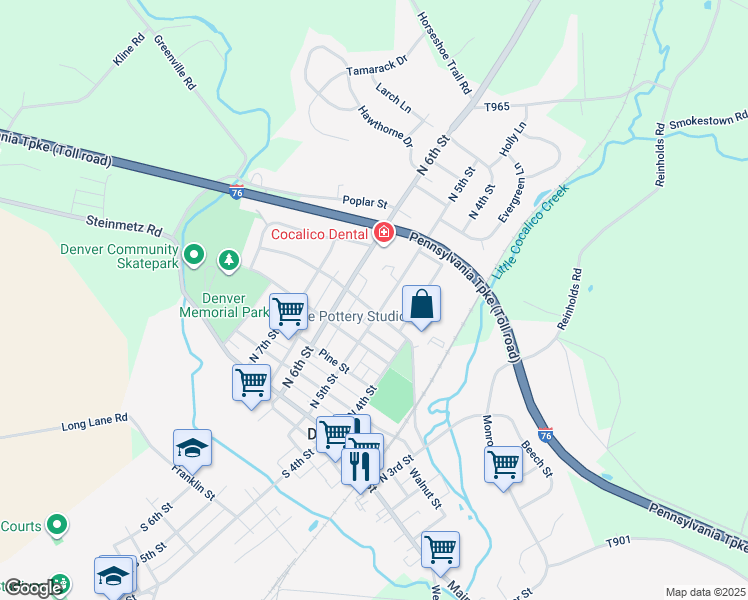 map of restaurants, bars, coffee shops, grocery stores, and more near 513 Locust Street in Denver
