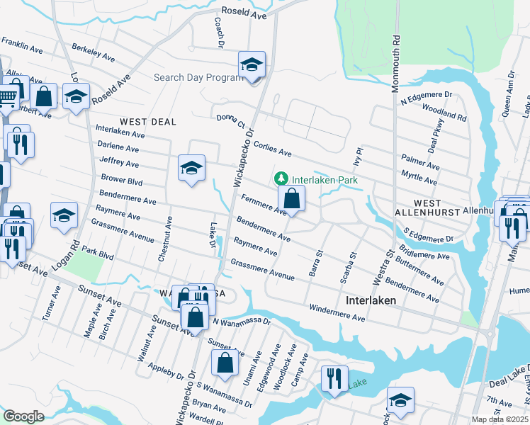 map of restaurants, bars, coffee shops, grocery stores, and more near 718 Fernmere Avenue in Interlaken