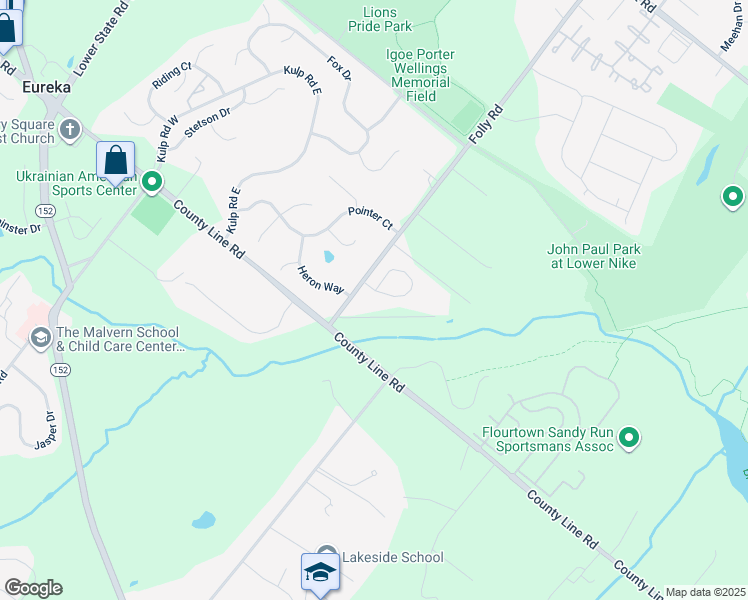 map of restaurants, bars, coffee shops, grocery stores, and more near 3002 Tyler Way in Chalfont