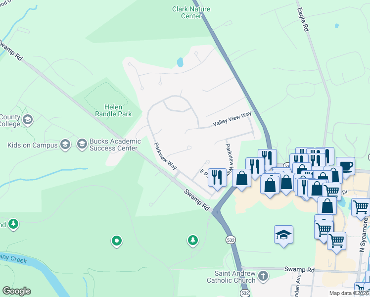 map of restaurants, bars, coffee shops, grocery stores, and more near 39 Hunters Way in Newtown
