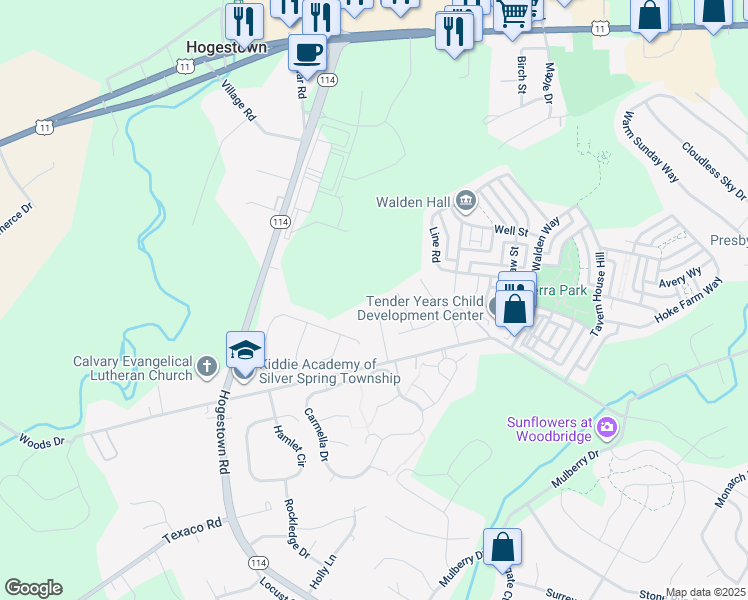 map of restaurants, bars, coffee shops, grocery stores, and more near 500 Pin Oak Court in Mechanicsburg