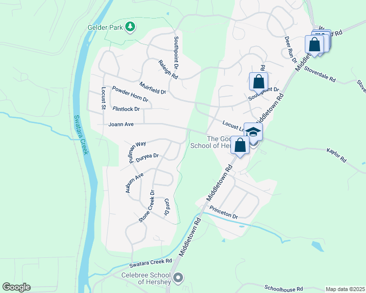 map of restaurants, bars, coffee shops, grocery stores, and more near 2208 Pullman Way in Hummelstown