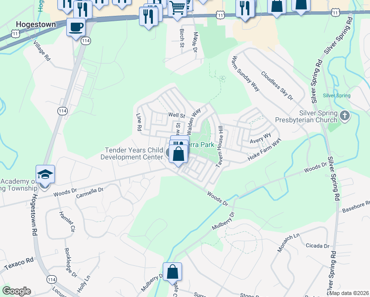 map of restaurants, bars, coffee shops, grocery stores, and more near 212 Shaw Street in Mechanicsburg