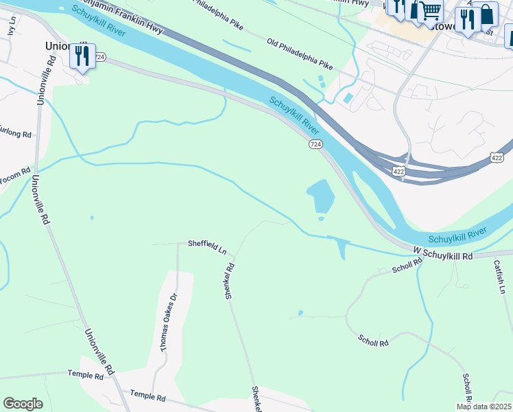 map of restaurants, bars, coffee shops, grocery stores, and more near 861 Shenkel Rd in Pottstown