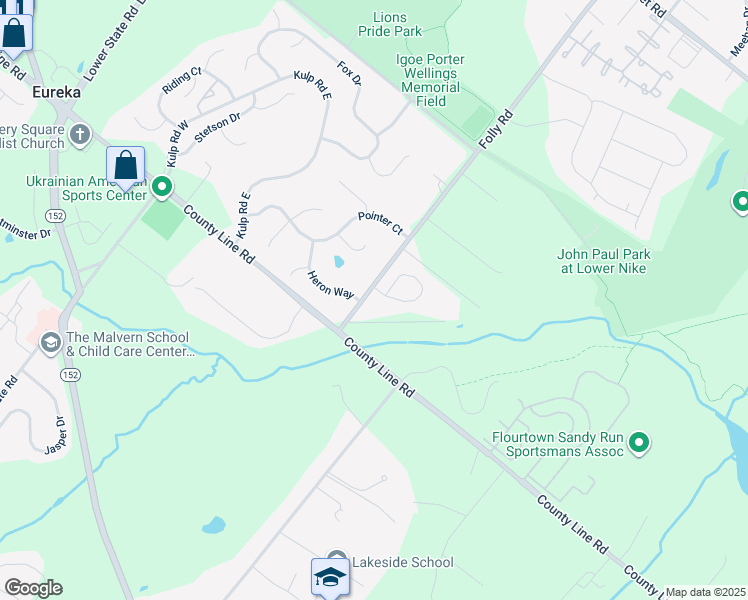 map of restaurants, bars, coffee shops, grocery stores, and more near 3000 Tyler Way in Chalfont
