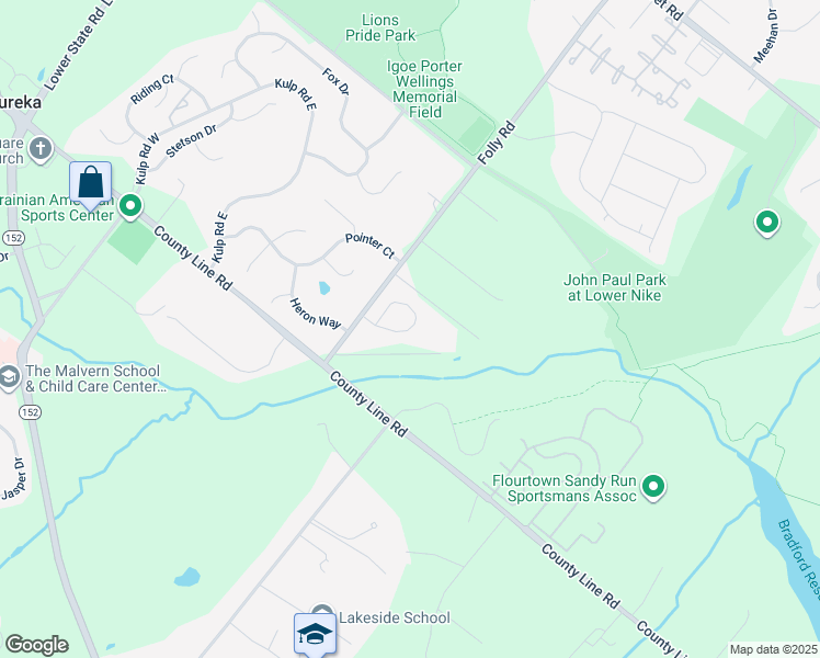 map of restaurants, bars, coffee shops, grocery stores, and more near 3005 Tyler Way in Chalfont