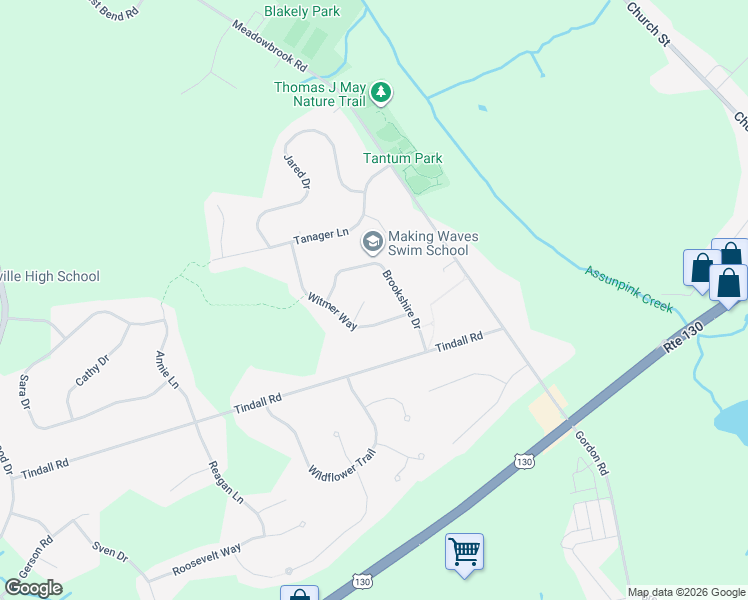 map of restaurants, bars, coffee shops, grocery stores, and more near 4 Oakton Court in Robbinsville Township