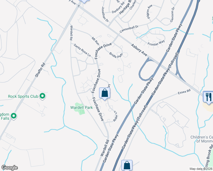 map of restaurants, bars, coffee shops, grocery stores, and more near 3 Crop Court in Tinton Falls