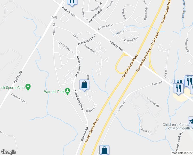 map of restaurants, bars, coffee shops, grocery stores, and more near 31 Nutmeg Court in Tinton Falls