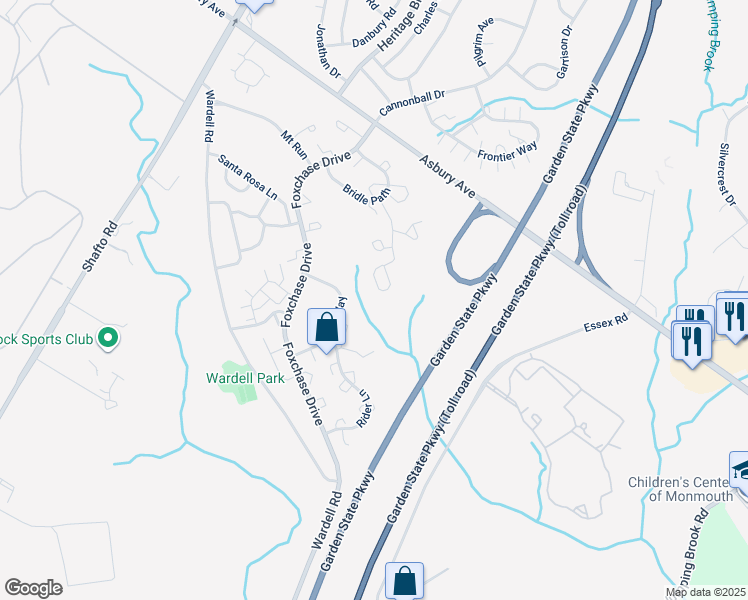map of restaurants, bars, coffee shops, grocery stores, and more near 31 Nutmeg Court in Tinton Falls