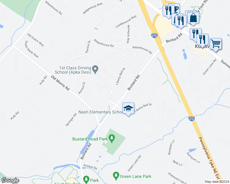 map of restaurants, bars, coffee shops, grocery stores, and more near 806 Independence Drive in Harleysville