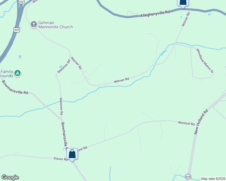 map of restaurants, bars, coffee shops, grocery stores, and more near 190 Wentzel Road in Mohnton