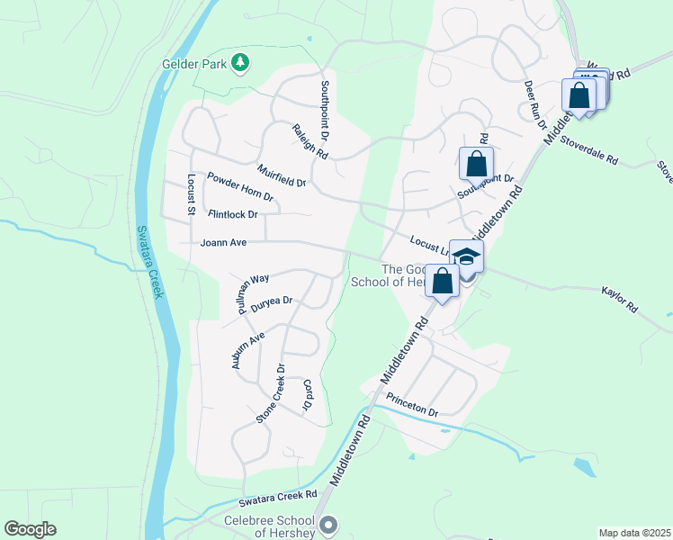 map of restaurants, bars, coffee shops, grocery stores, and more near 2205 Pullman Way in Hummelstown