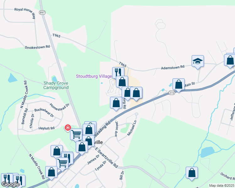 map of restaurants, bars, coffee shops, grocery stores, and more near 3 Bittendorf Way in Reinholds
