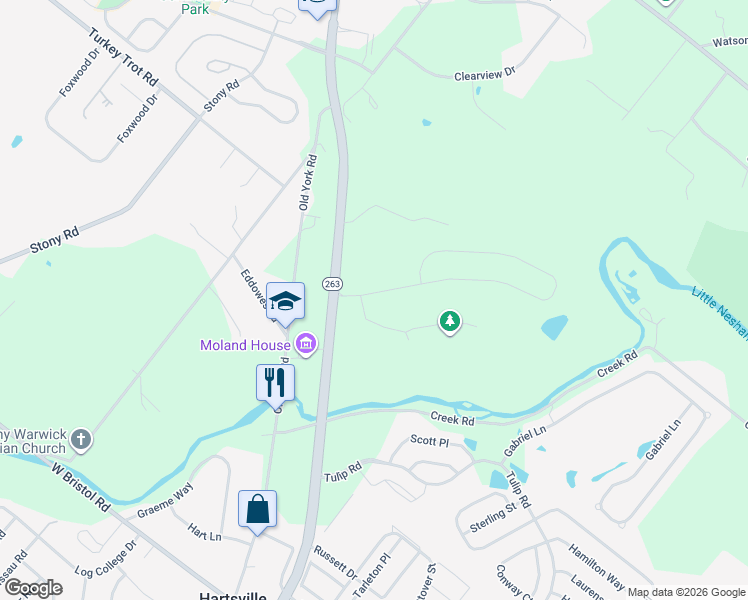 map of restaurants, bars, coffee shops, grocery stores, and more near 1302 Memorial Drive in Warwick