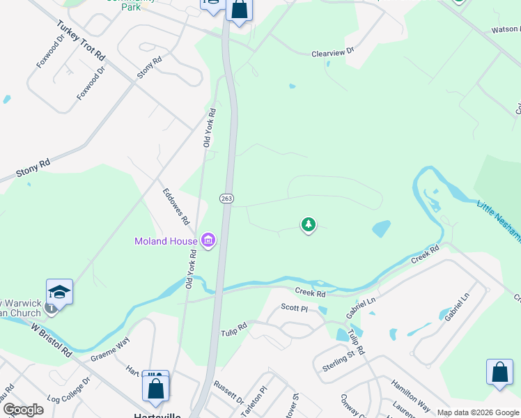 map of restaurants, bars, coffee shops, grocery stores, and more near 1302 Memorial Drive in Warwick