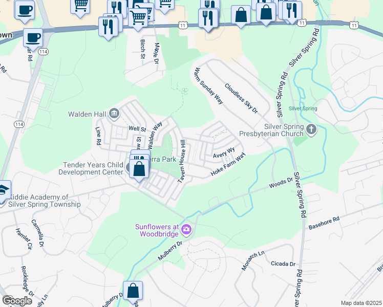 map of restaurants, bars, coffee shops, grocery stores, and more near 55 Porter Alley in Mechanicsburg