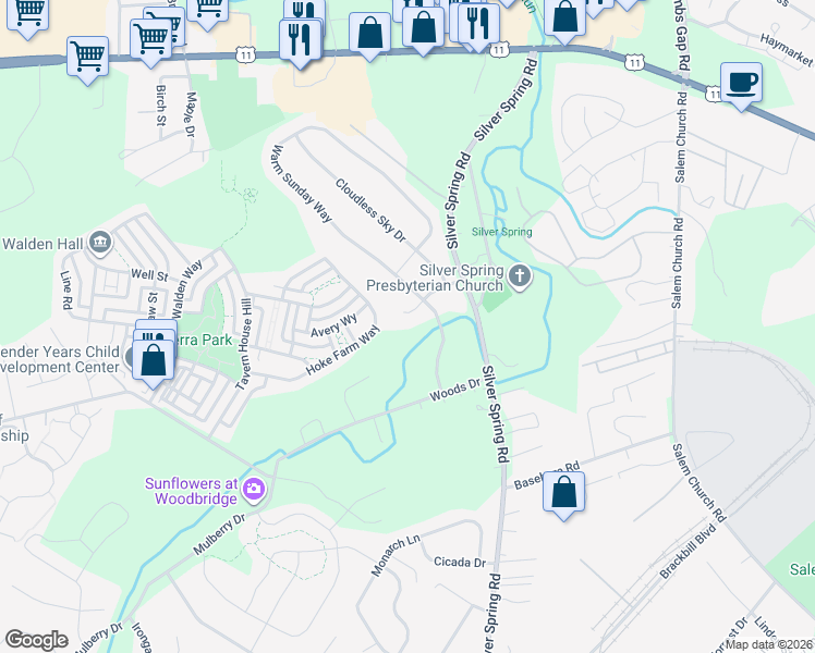 map of restaurants, bars, coffee shops, grocery stores, and more near 36 Woods Drive in Mechanicsburg