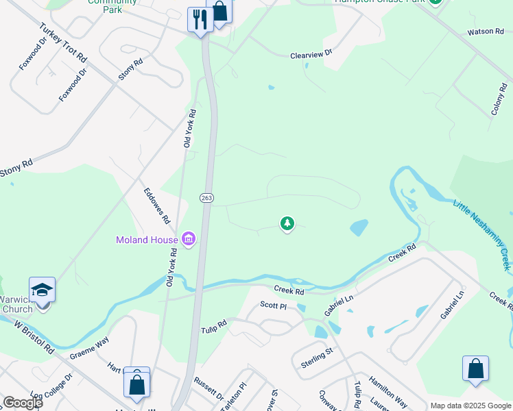 map of restaurants, bars, coffee shops, grocery stores, and more near 1398 Memorial Drive in Ivyland