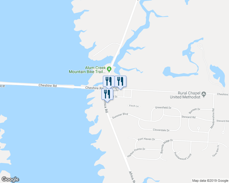 map of restaurants, bars, coffee shops, grocery stores, and more near 5140 Cheshire Road in Galena