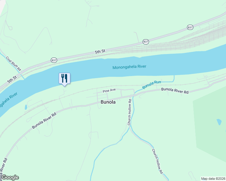 map of restaurants, bars, coffee shops, grocery stores, and more near 520 Pine Avenue in Bunola