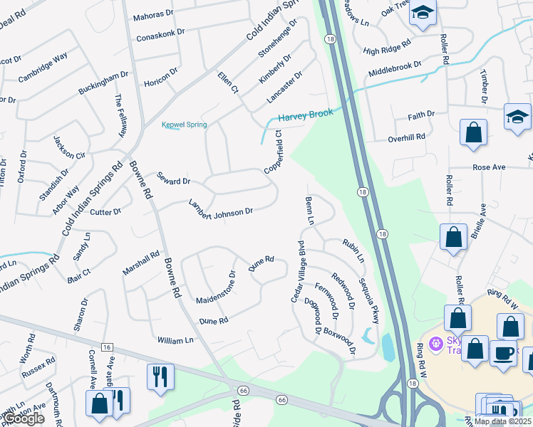 map of restaurants, bars, coffee shops, grocery stores, and more near 28 Lambert Johnson Drive in Ocean Township