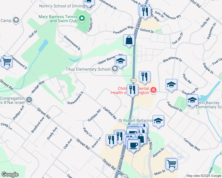 map of restaurants, bars, coffee shops, grocery stores, and more near 913 Chatfield Road in Warrington