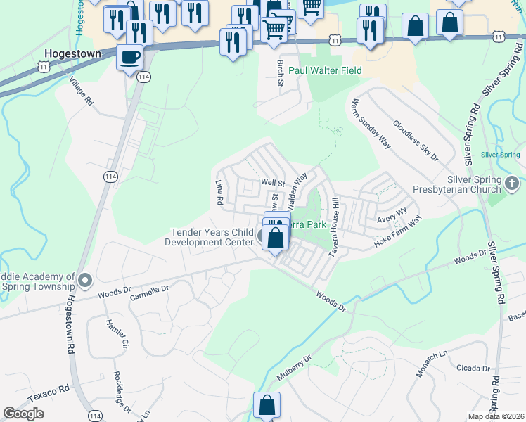 map of restaurants, bars, coffee shops, grocery stores, and more near 403 Shaw Street in Mechanicsburg