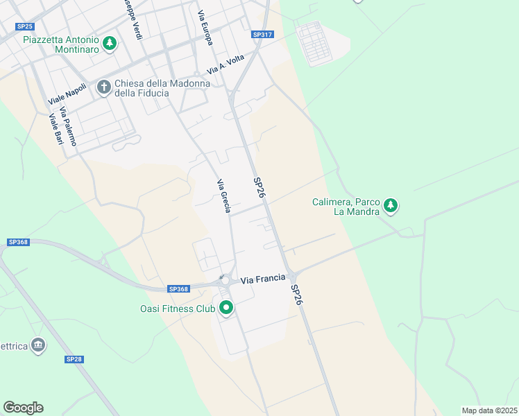 map of restaurants, bars, coffee shops, grocery stores, and more near 32 Via Spagna in Provincia di Lecce